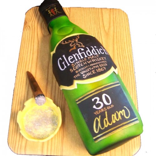 Glenfiddich Scotch Bottle Fondant Cake Delivery in Gurugram