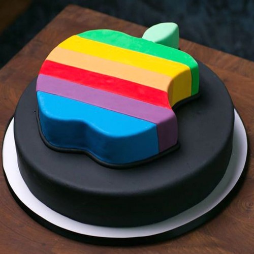 Apple Logo Themed Fondant Cake Delivery in Gurugram
