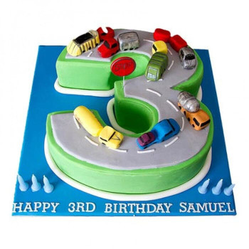 3 Number Car Race Designer Cake