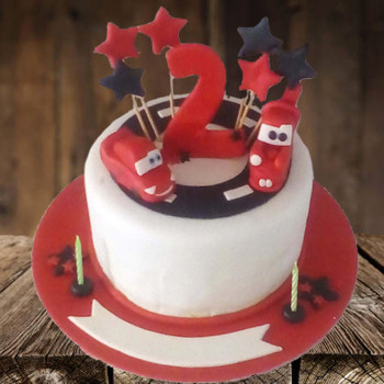 Car Race Theme Fondant Cake Car Race Theme Fondant Cake