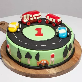 Race Track First Birthday Customized Fondant Cake Race Track First Birthday Customized Fondant Cake