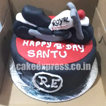 Royal Enfield Theme Fondant Cake Royal Enfield Theme Fondant Cake