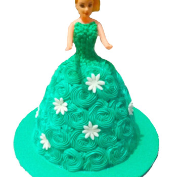Barbie Doll Cake with Green Roses Dress Barbie Doll Cake with Green Roses Dress