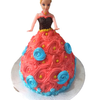 Barbie Doll Cake with Red Roses Dress Barbie Doll Cake with Red Roses Dress