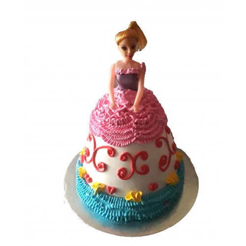 Blue & Pink Barbie Doll Cake Delivery in Gurugram