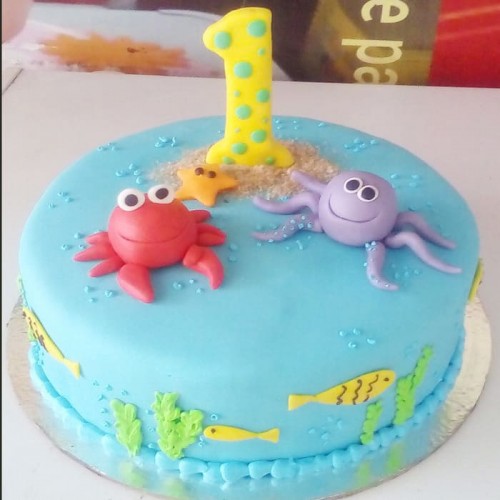 Sea Animals Theme Fondant Cake Delivery in Gurugram