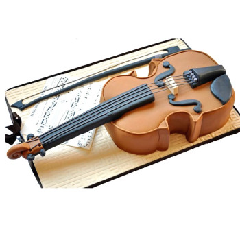 Violin Shape Designer Fondant Cake Violin Shape Designer Fondant Cake