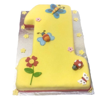 First Birthday One Number Fondant Cake First Birthday One Number Fondant Cake