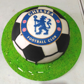Chelsea Football Shape Cake Chelsea Football Shape Cake