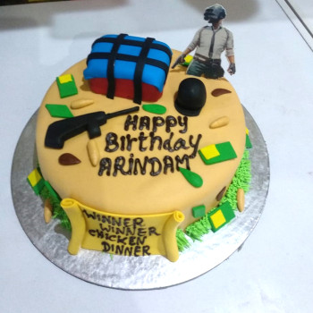 PUBG Game Theme Fondant Cake PUBG Game Theme Fondant Cake