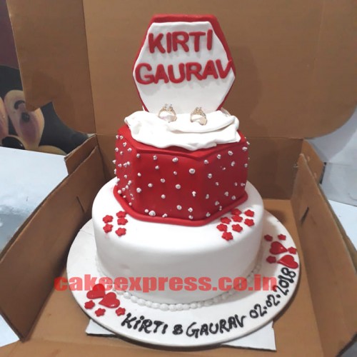 Engagement Ring Ceremony Fondant Cake Delivery in Gurugram