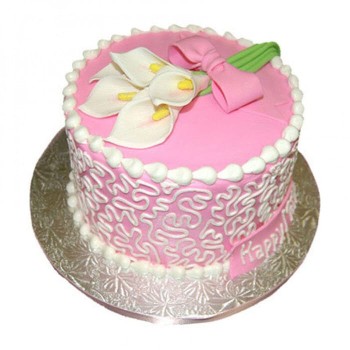 Lily Flower Theme Cream Cake Lily Flower Theme Cream Cake