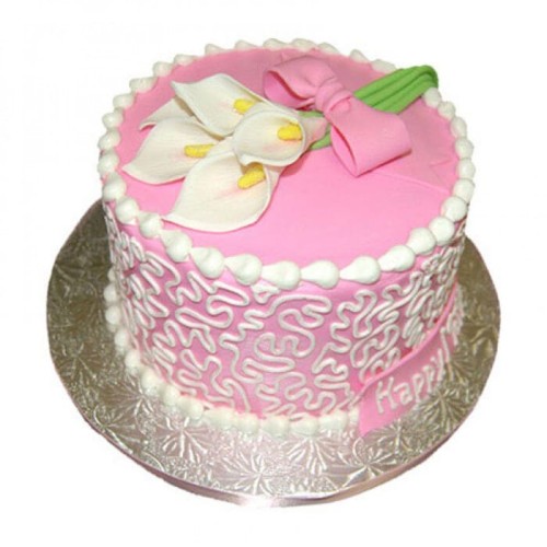 Lily Flower Theme Cream Cake Delivery in Gurugram