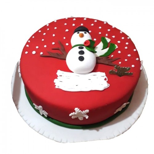 Snowman Christmas Fondant Cake Delivery in Gurugram