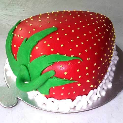Strawberry Shape Fondant Cake Delivery in Gurugram