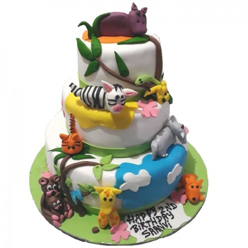 Jungle Themed Customized Fondant Cake Delivery in Gurugram