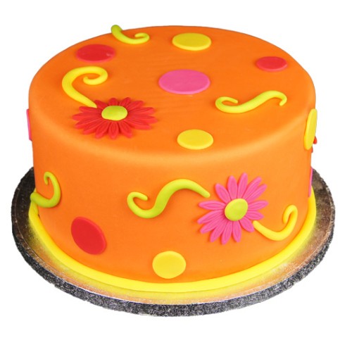 Orange Floral Theme Fondant Cake Delivery in Gurugram Orange Floral Theme Fondant Cake Delivery in Gurugram