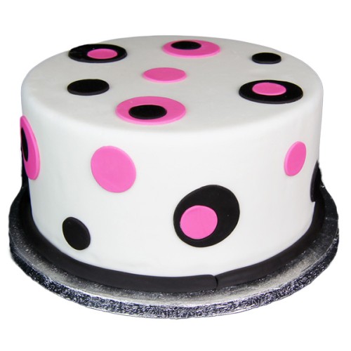 Pink Black Polka Dot Fondant Cake Delivery in Gurugram