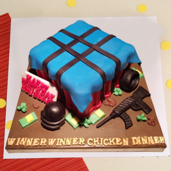 PUBG Game Customized Fondant Cake PUBG Game Customized Fondant Cake