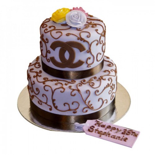 2 Tier Special Chanel Fondant Cake Delivery in Gurugram