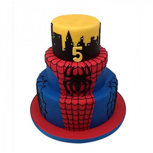3 Tier Spiderman Fondant Cake Delivery in Gurugram