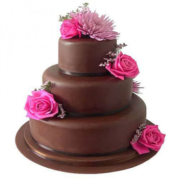 3 Tier Truffle Brown Fondant Cake 3 Tier Truffle Brown Fondant Cake