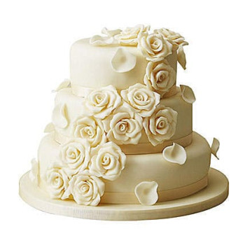 3 Tier White Rose Chocolate Wedding Cake 3 Tier White Rose Chocolate Wedding Cake