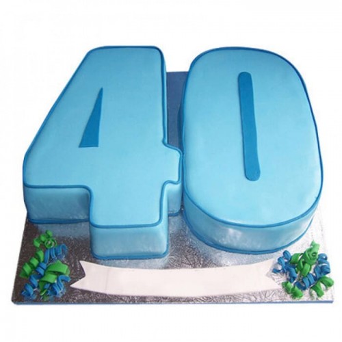 40 Number Blue Fondant Cake Delivery in Gurugram