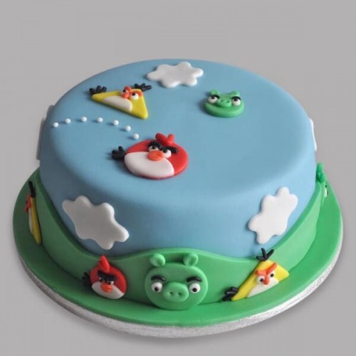 Angry Birds Character Fondant Cake Delivery in Gurugram