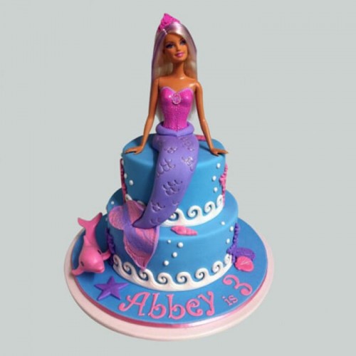 Cute Mermaid Barbie Fondant Cake Delivery in Gurugram