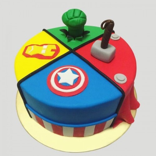 Mighty Avengers Fondant Cake Delivery in Gurugram