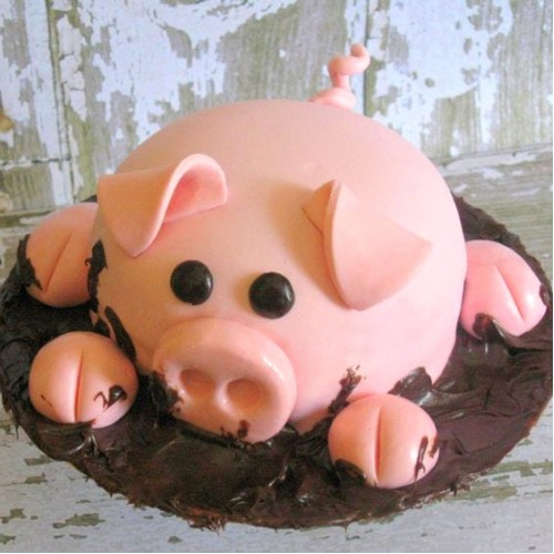 Pig Shape Fondant Cake Delivery in Gurugram