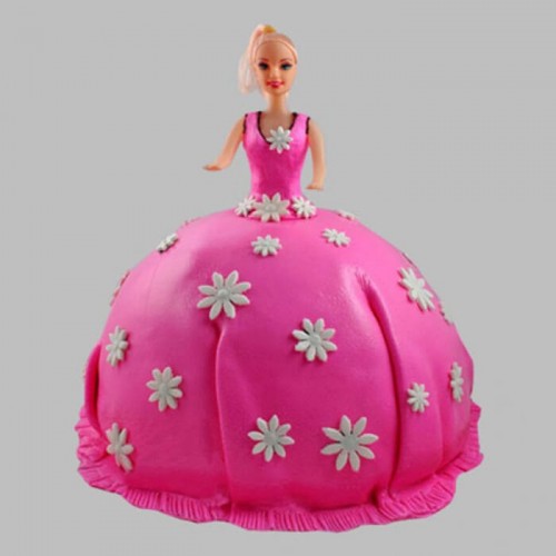 Pink Delight Barbie Fondant Cake Delivery in Gurugram