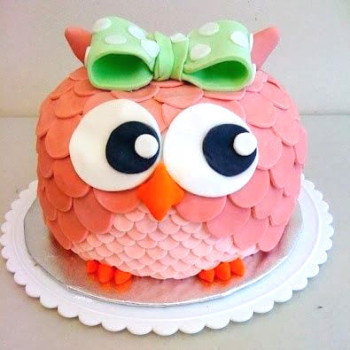 Pink Owl Birthday Cake