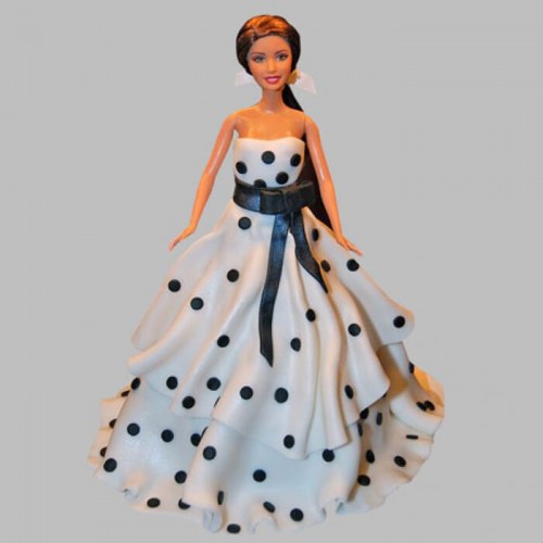 Polka Dots Dress Barbie Fondant Cake Delivery in Gurugram