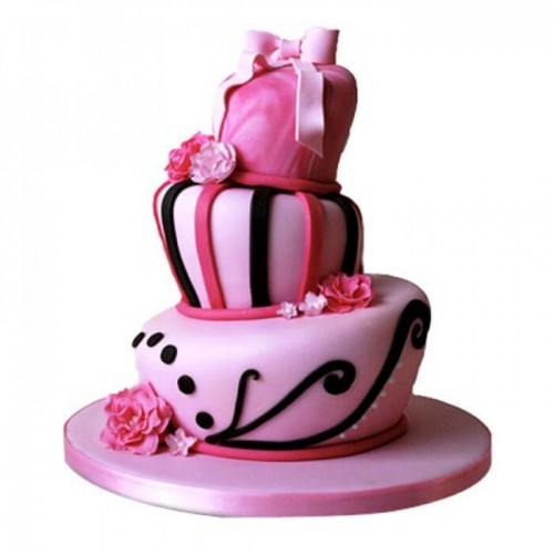 Stunning Pink Wedding Fondant Cake Delivery in Gurugram