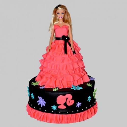 Wavy Dress Barbie Fondant Cake Delivery in Gurugram