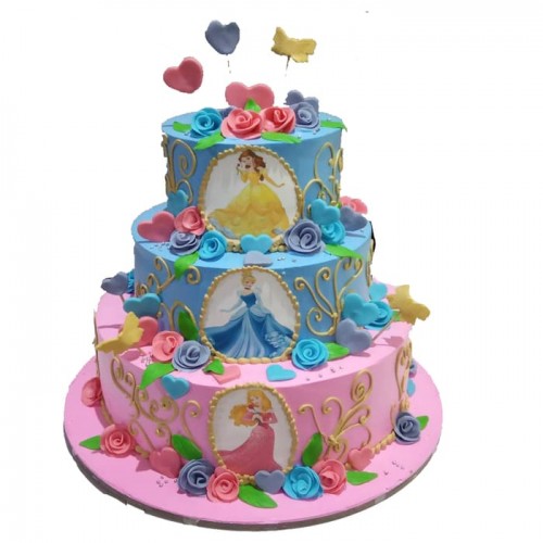 2 Tier Disney Princess Cream Cake Delivery in Gurugram