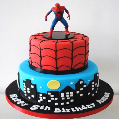 2 Tier Spiderman Fondant Cake Delivery in Gurugram