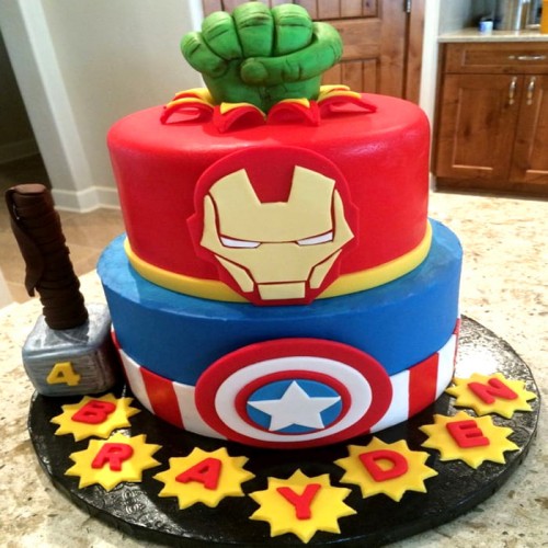 2 Tier Superhero Avengers Theme Cake Delivery in Gurugram