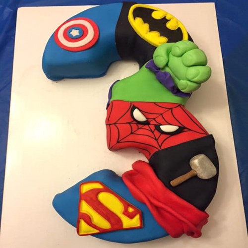 3 Number Avengers Fondant Cake Delivery in Gurugram