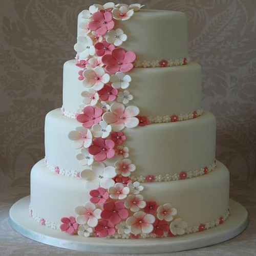 4 Tier Floral Wedding Fondant Cake Delivery in Gurugram