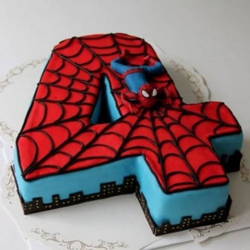 4th Birthday Spiderman Fondant Cake Delivery in Gurugram