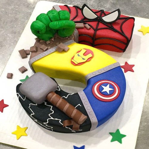 5 Number Avengers Customized Cake Delivery in Gurugram