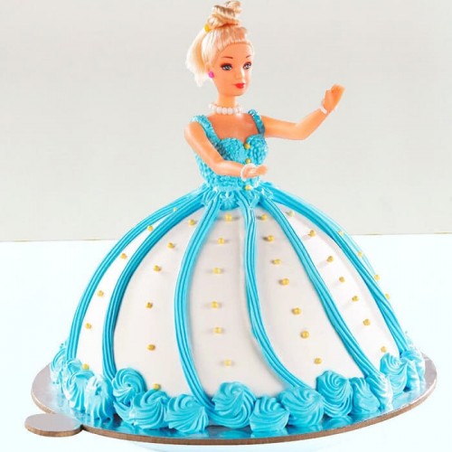 Blue Barbie Doll Cream Cake Delivery in Gurugram