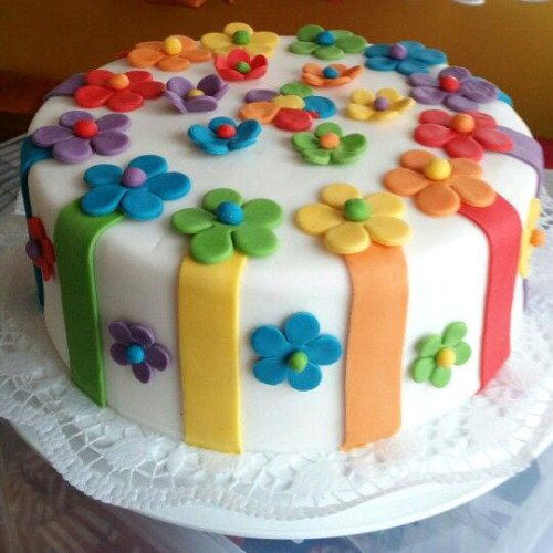 Colorful Floral Fondant Cake Delivery in Gurugram Colorful Floral Fondant Cake Delivery in Gurugram