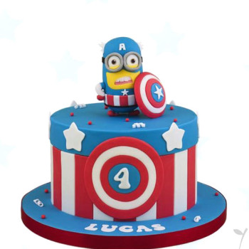 Minion As Captain America Fondant Cake Minion As Captain America Fondant Cake