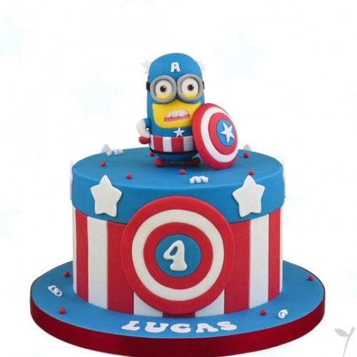 Minion As Captain America Fondant Cake Delivery in Gurugram