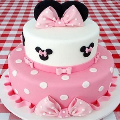 Minnie Mouse Pink & White Fondant Cake Delivery in Gurugram