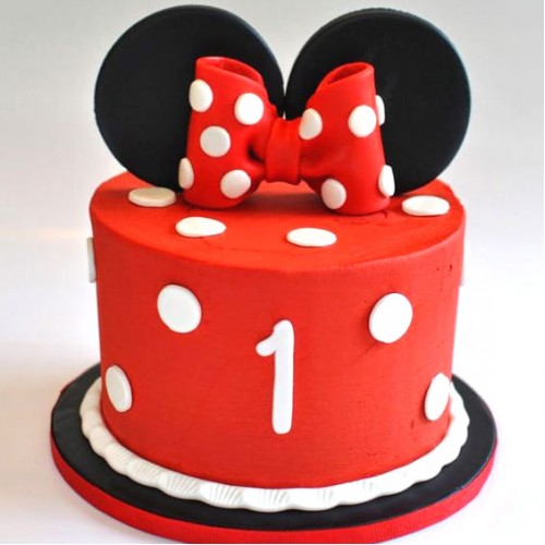Minnie Mouse Red Fondant Cake Delivery in Gurugram